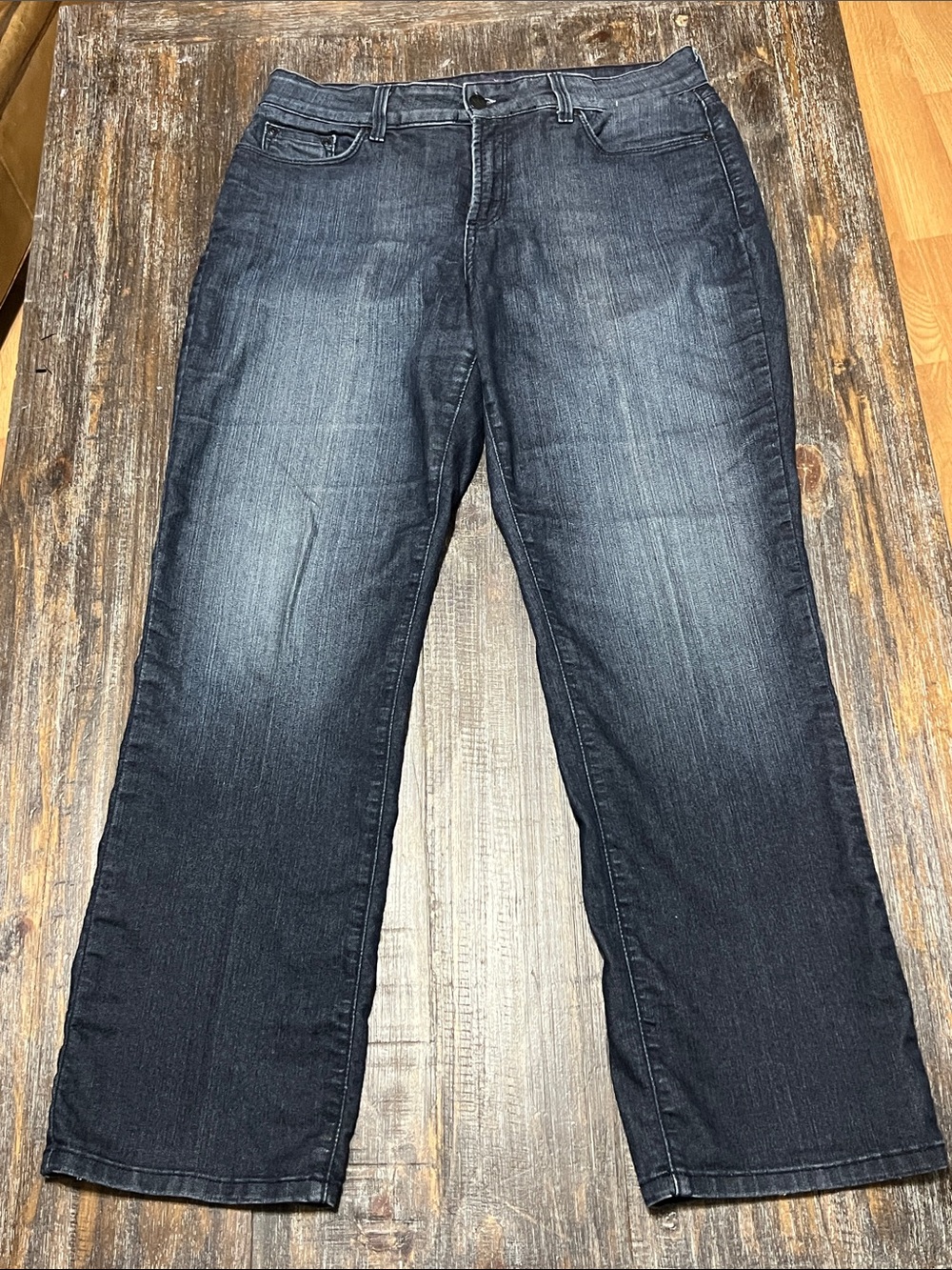 NYDJ Women's Straight Leg Jeans in Dark Gray Wash